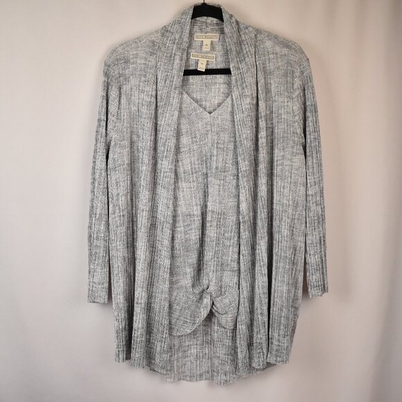 Dana Buchman NWT Silver and Grey Textured Blouse & Cardigan Set Size X-Large - Picture 1 of 16